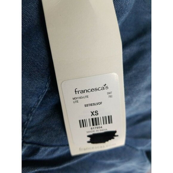 blue rain top Size  XS Blue With ROSES  Tie SLEEVE - Picture 5 of 5